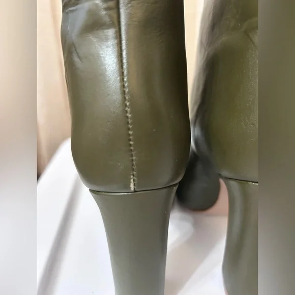 NWOB - SCHUTZ Gabrielle Military Army Green Leather Knee High Boots - Size 9.5B - Picture 7 of 9